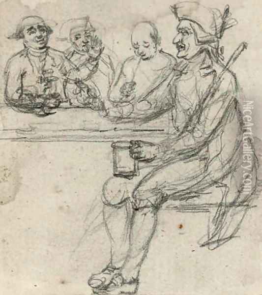 Figures in a tavern Oil Painting - English School
