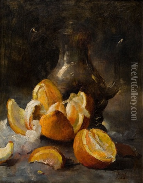 Nature Morte A La Theiere Et Aux Oranges Oil Painting - Frans Mortelmans