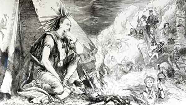 Pictures in the Fire cartoon from Tomahawk magazine August 24th 1867 Oil Painting - Matthew 