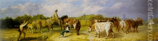 On The Road To Goucester Fair Oil Painting - Briton Riviere
