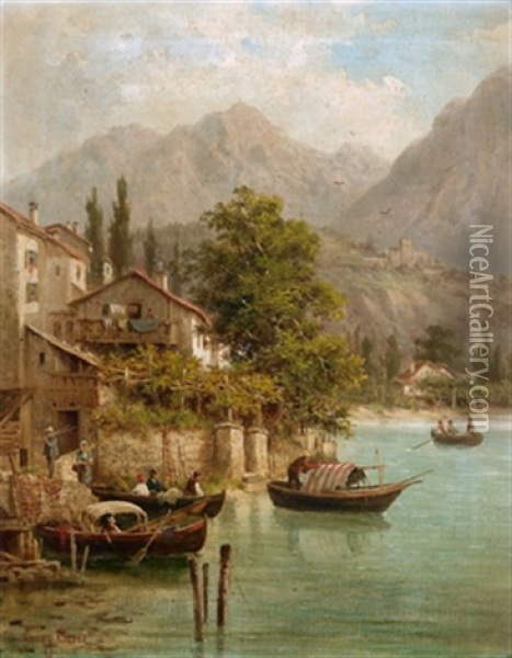 Partie Bei Torbole Am Gardasee Oil Painting - Julius Karl Rose
