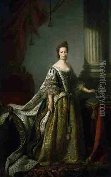 Queen Charlotte, Queen Consort of George III, c.1762-64 Oil Painting - Allan Ramsay