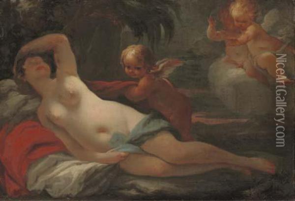 Venus And Cupid With Putti Oil Painting - Matteo Bonecchi