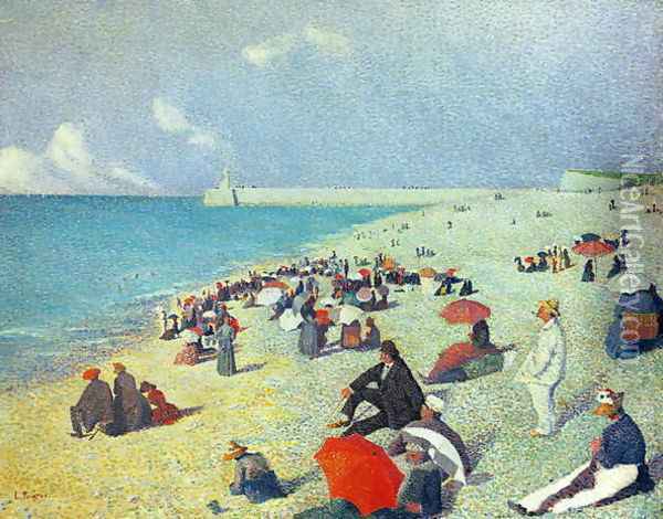 On The Beach Oil Painting - Leon Pourtau