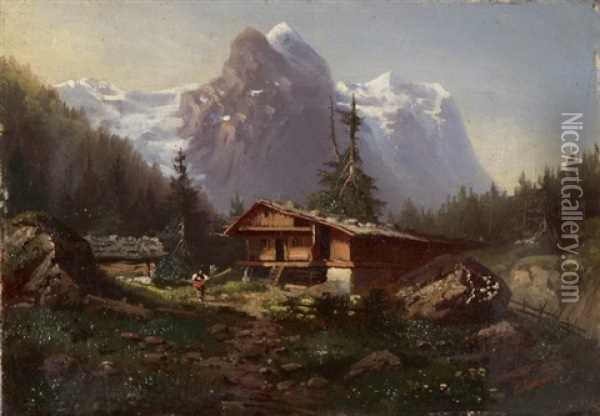 Wetter- Und Wellhorn Vom Rosenlaui Aus Oil Painting - Ferdinand Sommer