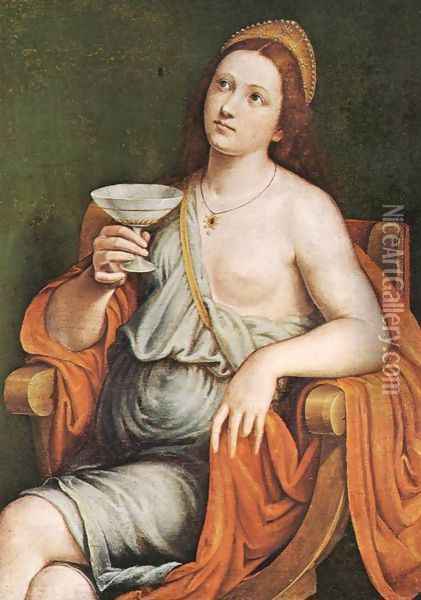 Sophonisba Drinking the Poison Oil Painting - Giovanni Francesco Caroto