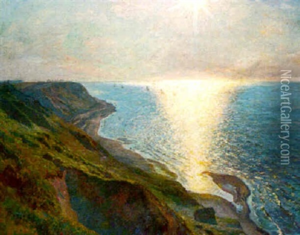 A Sunlit Coast Oil Painting - Viggo Pedersen