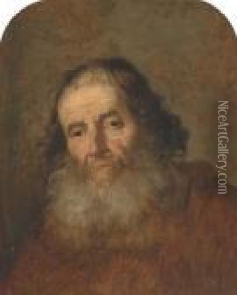 A Bearded Man, Bust-length Oil Painting - Govert Teunisz. Flinck
