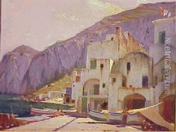 Coastal Village, Capri Oil Painting - Constantin Alexandr. Westchiloff