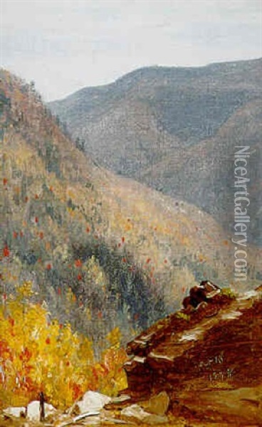 View Near Kauterskill Clove Oil Painting - Sanford Robinson Gifford