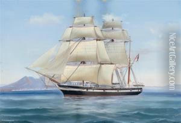 Cruizer 
 Under Sail In The Bay Of Naples Oil Painting - Antonio de Simone
