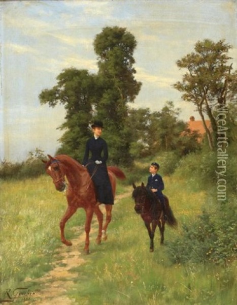 Off For A Canter Oil Painting - Jean Richard Goubie