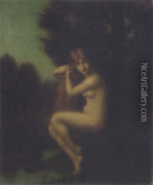 A Nymph In The Woods Oil Painting - Arsene Hippolyte Rivey