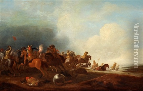 Battle Scene Oil Painting - Jan Jacobsz van der Stoffe