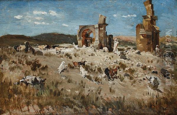 Spanish Goatherders Oil Painting - Jose Navarro
