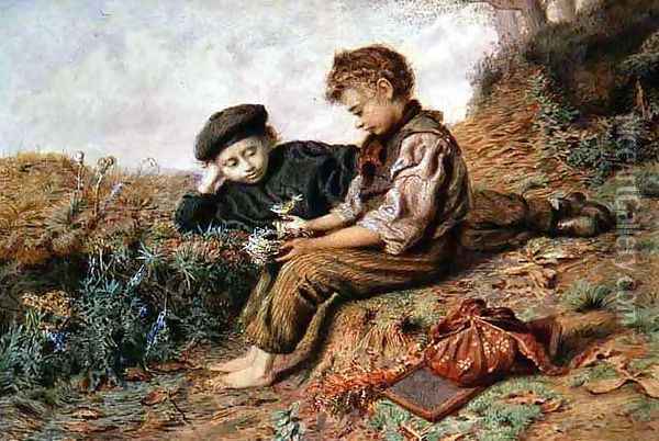 Schoolboys with a Stolen Nest Oil Painting - William Henry Hunt