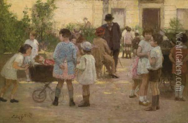 Le Jardin D'enfants Oil Painting - Victor-Gabriel Gilbert
