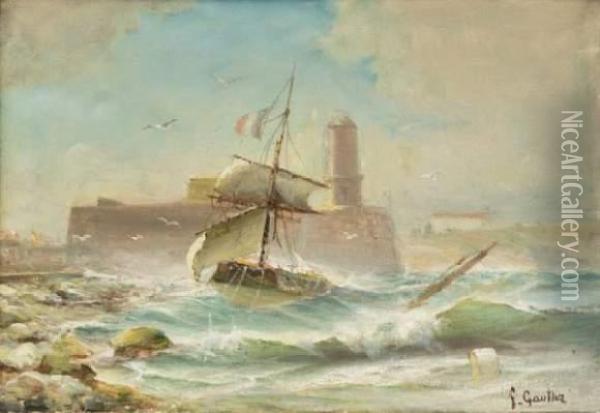 L'entree Du Port De Marseille Oil Painting - Louis Francois Gautier