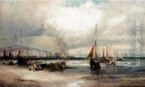 Low Tide, Scarborough Oil Painting - Hubert Thornley
