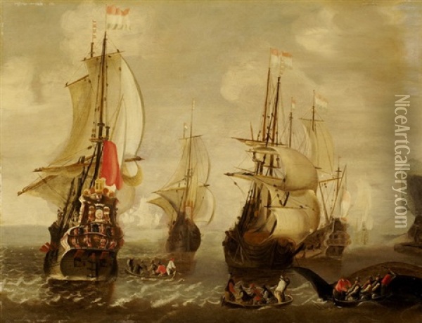 Hafen Mit Hollandischen Fregatten Und Ruderbooten Oil Painting -  Zeeman