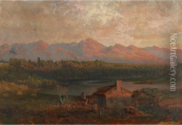 Homestead By A Lake Oil Painting - Homer Ransford Watson