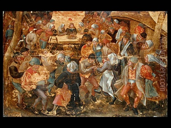 Bauernhochzeit Mit Tanzvergnugen Und Geselligkeit Oil Painting - Pieter Brueghel the Younger