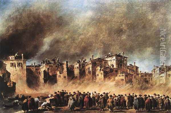 Fire in the Oil Depot at San Marcuola 1789 Oil Painting - Francesco Guardi