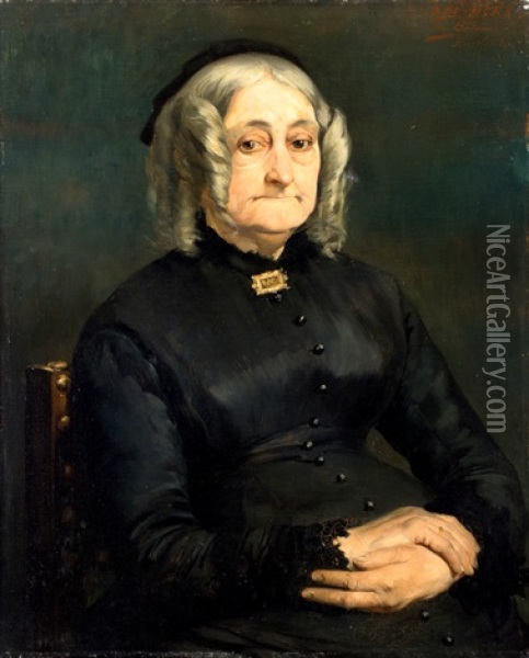 Portret Van De Moeder Van De Schilder Oil Painting - Eugene Bertrand