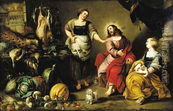 Christ in the House of Mary and Martha Oil Painting - Flemish School