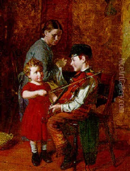 The Violin Lesson Oil Painting - William Hemsley