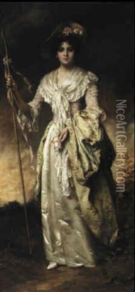 Shepherdess Oil Painting - Thomas Benjamin Kennington