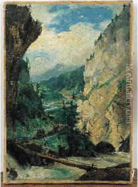 Paysage Alpin Oil Painting - Abraham Girardet