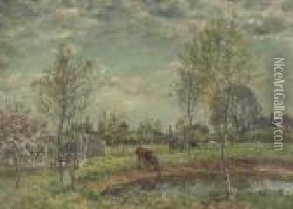 Landscape With Cattle Oil Painting - William Mark Fisher
