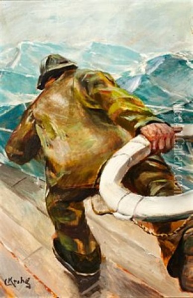 Mann Overbord Oil Painting - Christian Krohg