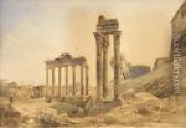 The Roman Forum Oil Painting - Harriet Cheney