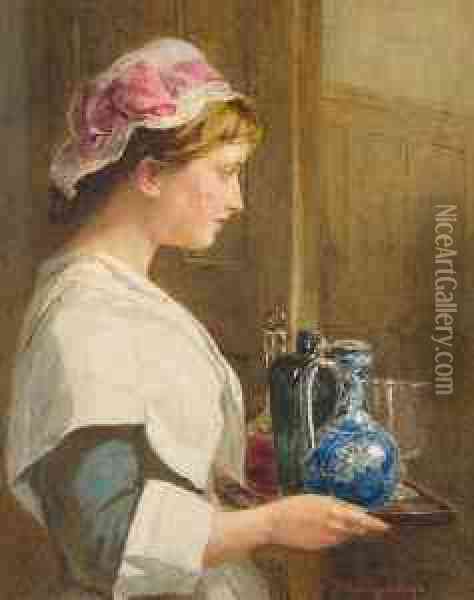 Serving Girl With Tray Oil Painting - John Absolon