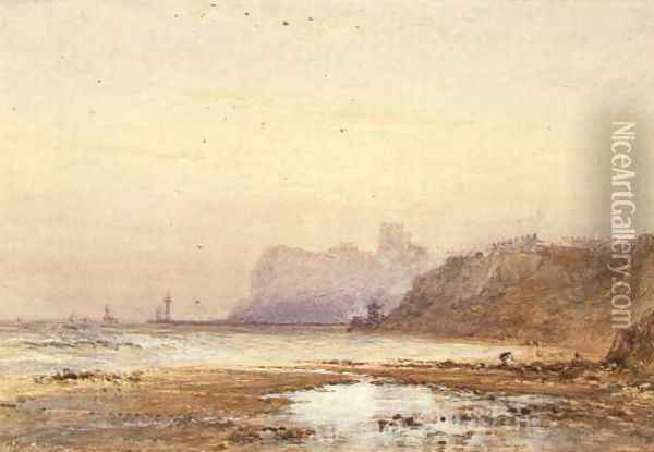 Coast at Whitby with the Abbey Beyond Oil Painting - George Weatherill
