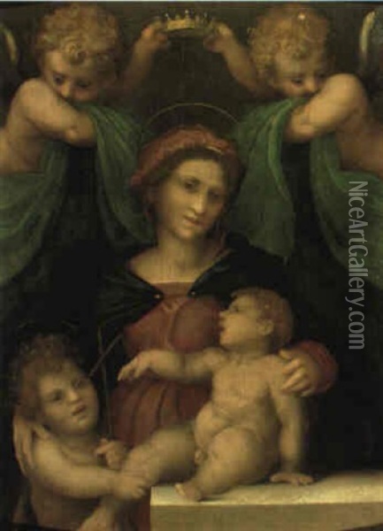 Madonna Col Bambino, San Giovanni Battista E Due Angeli Oil Painting - Andrea Del Sarto