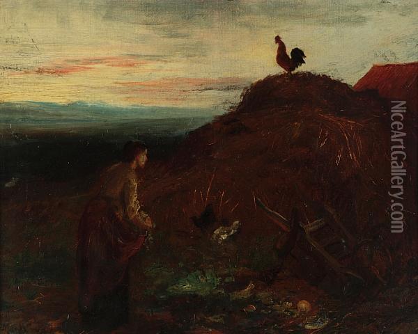 Every Cock Crows But-on Its Ain Midden-head Oil Painting - John MacWhirter