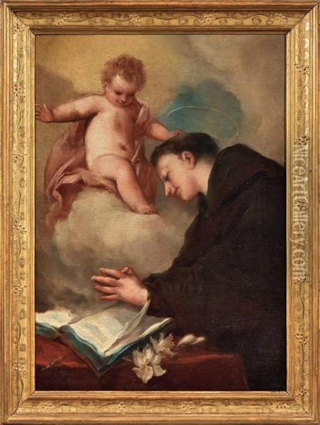 Apparizione Di Gesu Bambino A Sant'antonio Oil Painting - Giovanni Antonio Guardi