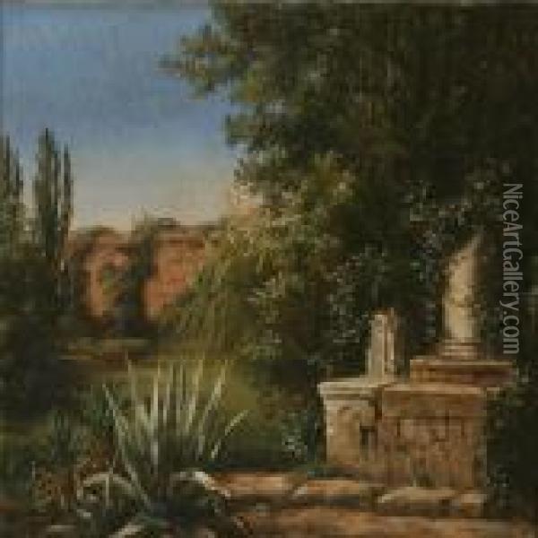 An Italian Garden On A Summer Day Oil Painting - Anthonie, Anthonore Christensen