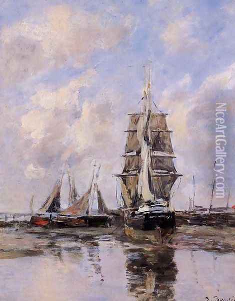 Beached Boats Oil Painting - Eugene Boudin