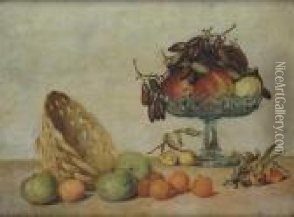 Alzata Con Frutta Oil Painting - Guglielmo Micheli