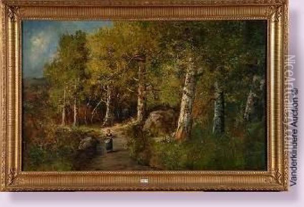 Jeune Fagotiere En Foret Oil Painting - Camille Magnus