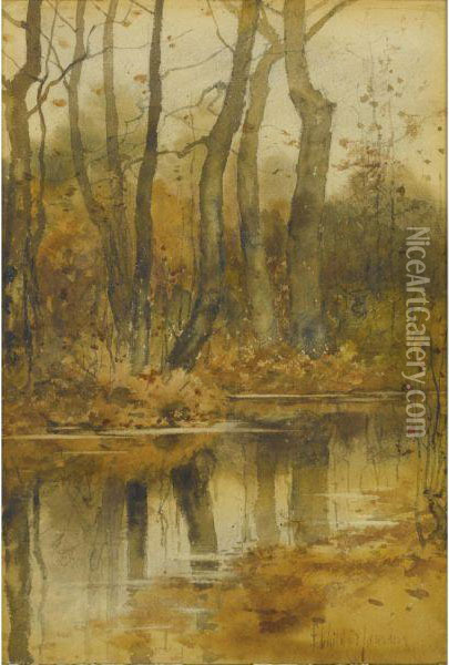 Stream In The Woods Oil Painting - Frederick Childe Hassam
