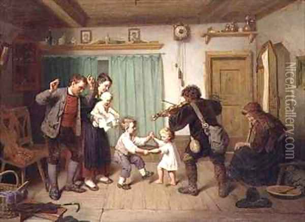 Dancing to the fiddle Oil Painting - Auguste Dircks