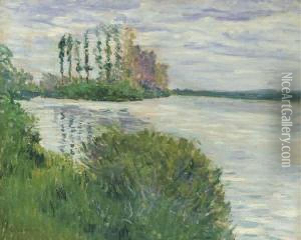 La Seine Et La Pointe De L'ile Marande Oil Painting - Gustave Caillebotte