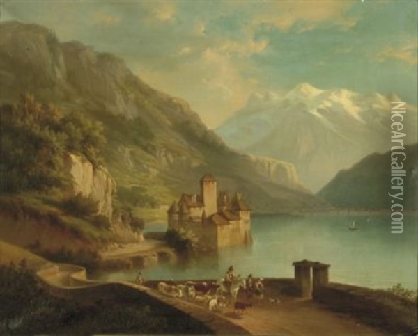 Das Schloss Chillon Am Genfer See Oil Painting - Cornelis Kimmel