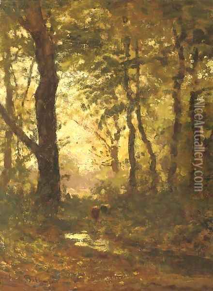 In het bosch van Ruurloo a forest stream Oil Painting - Julius Jacobus Van De Sande Bakhuyzen