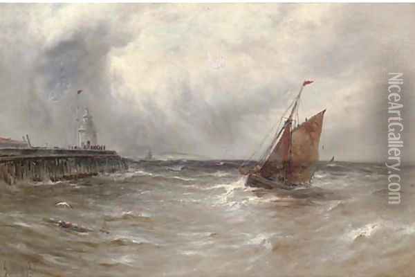 Squally weather, Gorleston Harbour Oil Painting - Gustave de Breanski